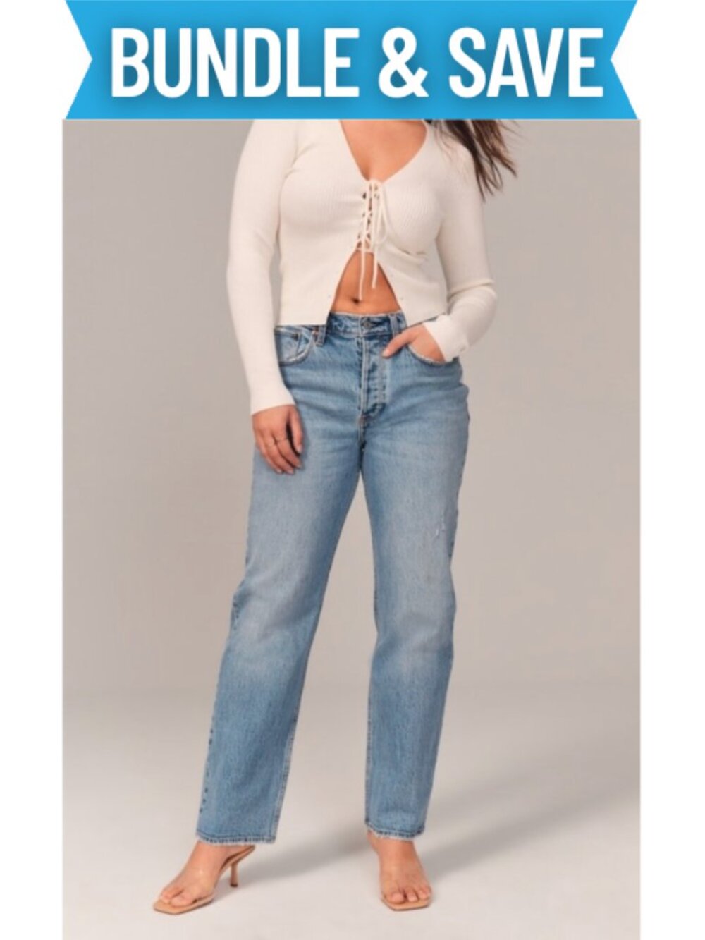 Abercrombie ow Rise 90s Baggy Jean (Curve Love) Light Wash